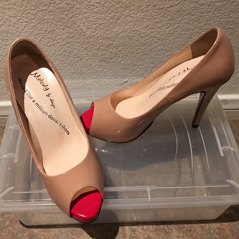 Beige Open Toe High Heels
